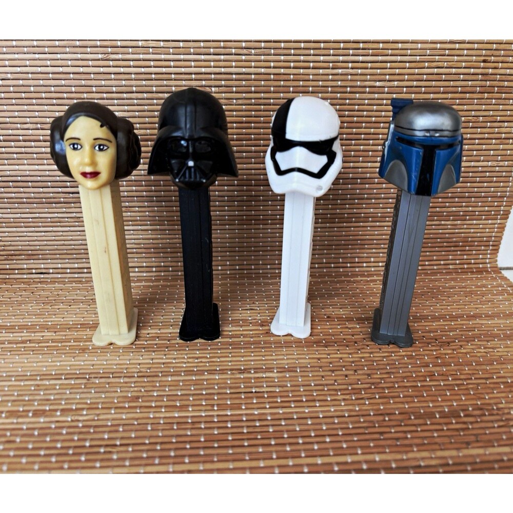 Classic Star Wars PEZ 4pc Lot Leia Vader Stormtrooper Jango Fett